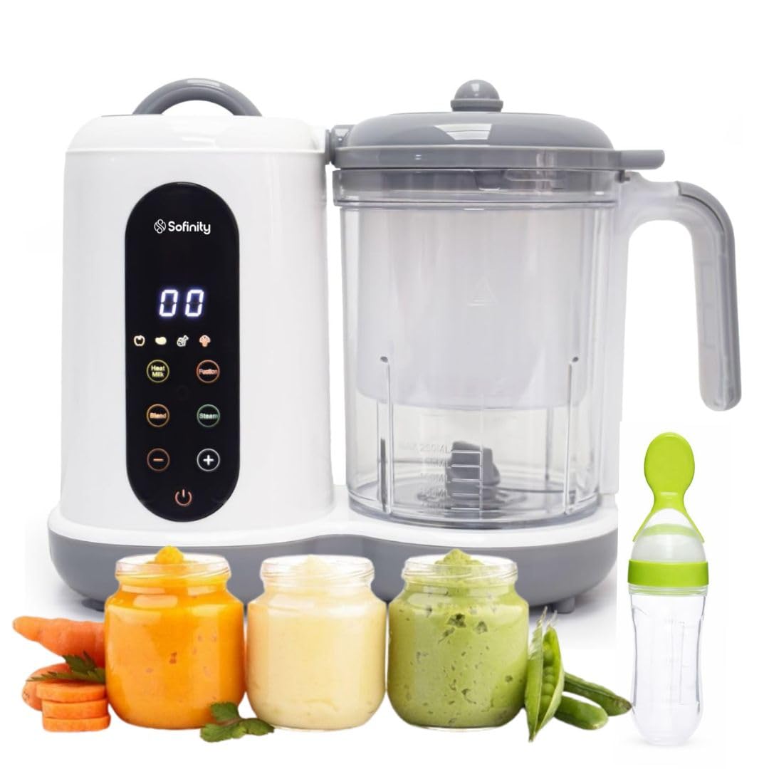 Vaporizador y licuadora de alimentos para bebés 2 en 1 | Vapor rápido, purés suaves, diseño sin BPA, apagado automático, gran capacidad para comidas caseras para bebés y nutrición de niños pequeños