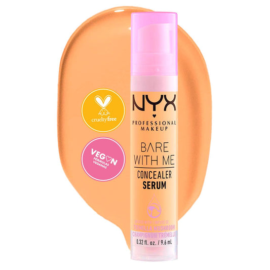NYX Professional Makeup, Bare With Me Serum Corrector, 9ml. Tono: Golden. Suero corrector que cubre ojeras, manchas e imperfecciones. Cobertura media, hidratación hasta por 24 horas. Ideal para piel normal a seca. Fórmula vegana.