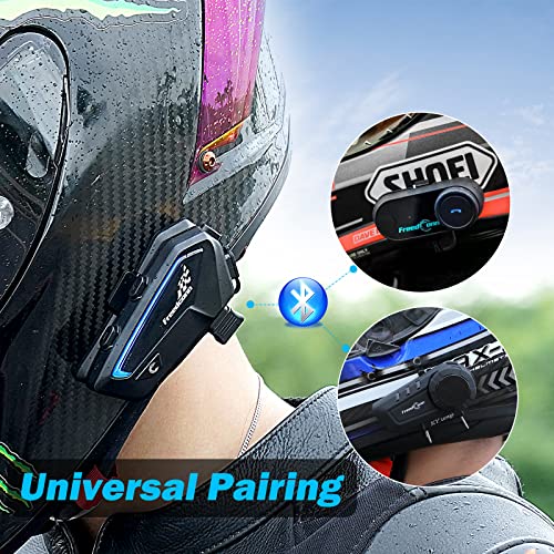 FreedConn - Juego de 2 auriculares Bluetooth para motocicleta con intercomunicador, IP67, impermeable, 1100 mAh (negro)