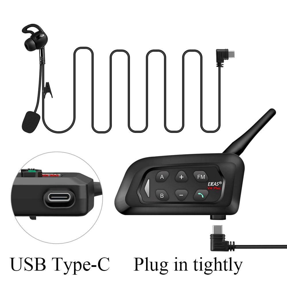 MIMIRACLE - Auriculares para árbitros para 4 personas, tipo C, oído derecho, sistema de comunicación profesional para árbitros con brazaletes para auriculares, intercomunicador Bluetooth para fútbol