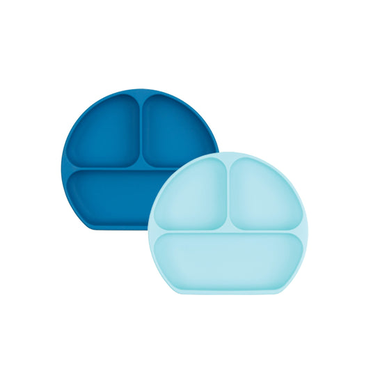 Bumkins - Plato de succión para niños pequeños y bebés, plato de agarre dividido de silicona para bebés y niños, destete LED para bebés, suministros de alimentación para niños, parte inferior