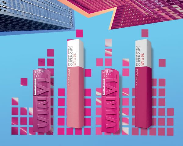 Maybelline Labial líquido brillante de larga duración, Superstay Vinyl Ink tono Striking 150, 4.2ml