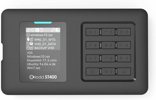iodd ST400 (512 GB SSD) 2.5 pulgadas, USB-C/ODD&HDD virtual de arranque / AES256 cifrado máximo hasta 76 dígitos/protección de escritura/tipo USB-C/modelo de próxima generación, fabricado en Corea