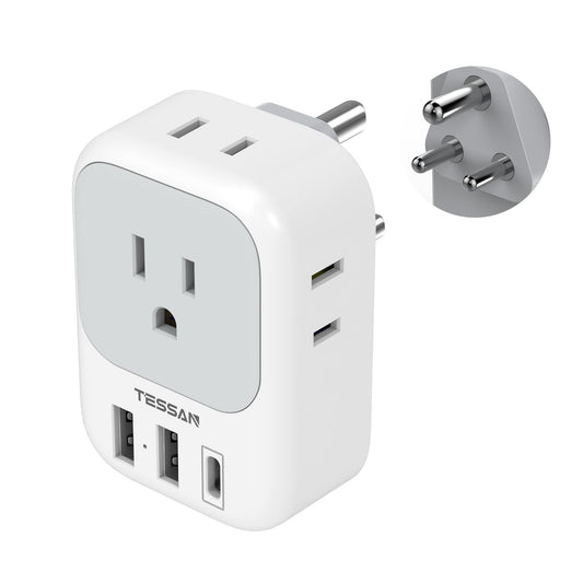 Adaptador de Viaje TESSAN índico con 4 CA y 3 USB