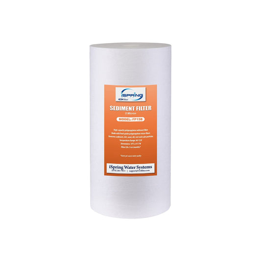iSpring FP15B Cartucho de Reemplazo de Filtro de Sedimentos para Sistemas de Filtración de Agua para Toda la Casa, Alta Capacidad, 5 Micrones, PP Premium, 4.5" x 10"