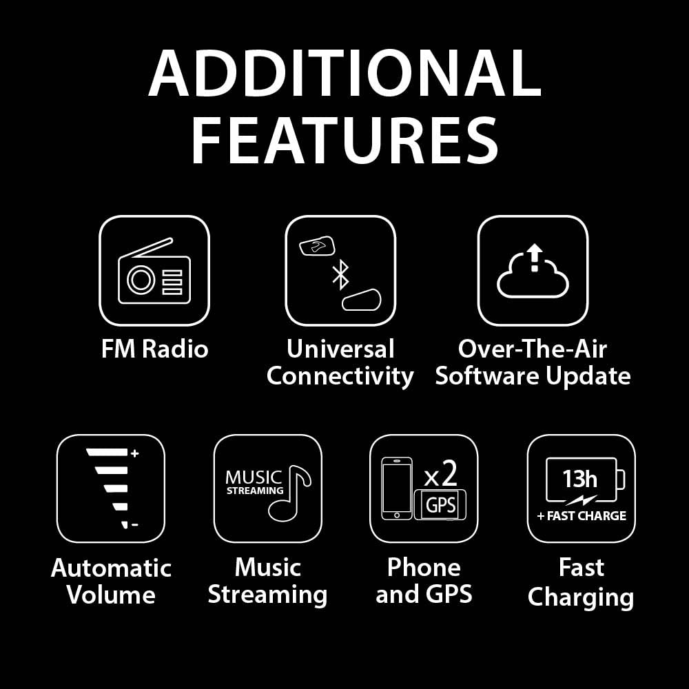 Cardo Systems FREECOM - 2 Cascos de Motocicleta con Sistema de comunicación Bluetooth de 2 vías, conectividad Bluetooth Universal, Impermeable, Altavoces de 40 mm, Paquete Doble