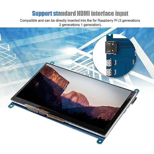 Pantalla LCD 7 Pulgadas ASHATA HDMI Ultra HD táctil capacitiva para Raspberry Pi y Monitor de computadora