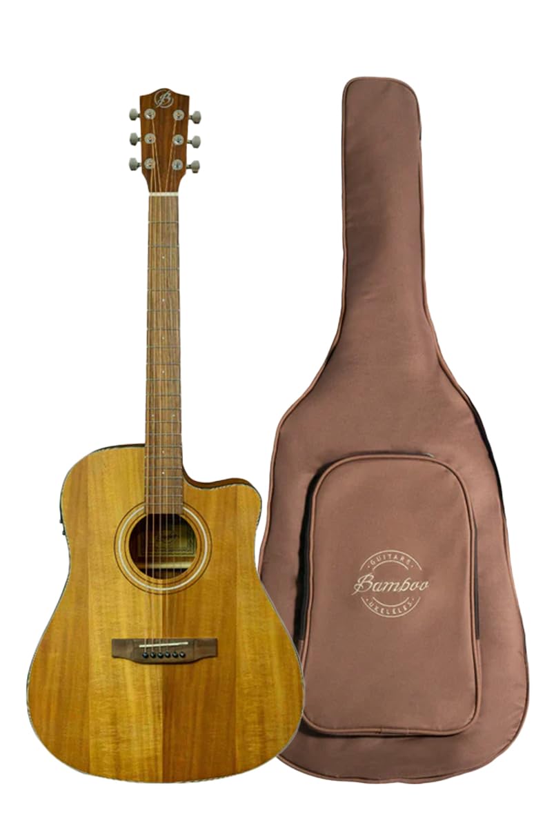 BAMBOO, Guitarra Electroacústica Harmony Koa con Funda Acolchada, 41 pulgadas, madera Koa