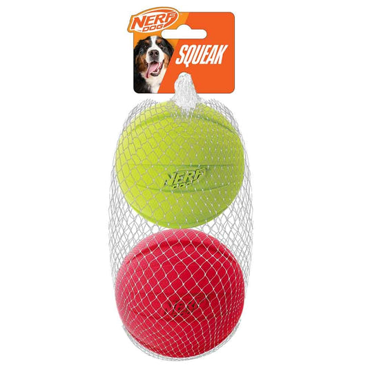 Pelota Squeak Nerf Dog Grande Verde y Rojo paquete de 2