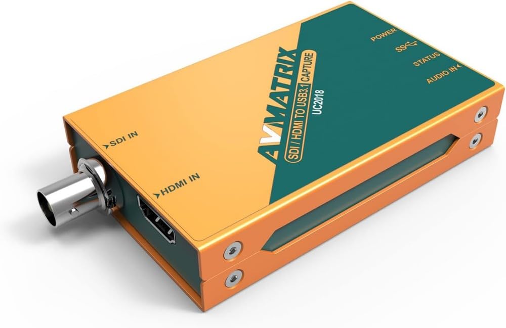 AVMATRIX Tarjeta de captura de video UC2018 HDMI/SDI con USB 3.0 Type-C 1080P 60FPS HDMI o SDI y salida USB 3.0; detección automática de señal de entrada, hasta 1080p60 para transmisión en vivo