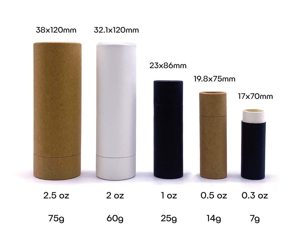 Healthcom 10 tubos de papel de cartón para bálsamo labial, tubo aspiradora de brillo labial, contenedor de cartón sólido, tubo redondo para muestras de cosméticos, desodorante, color negro