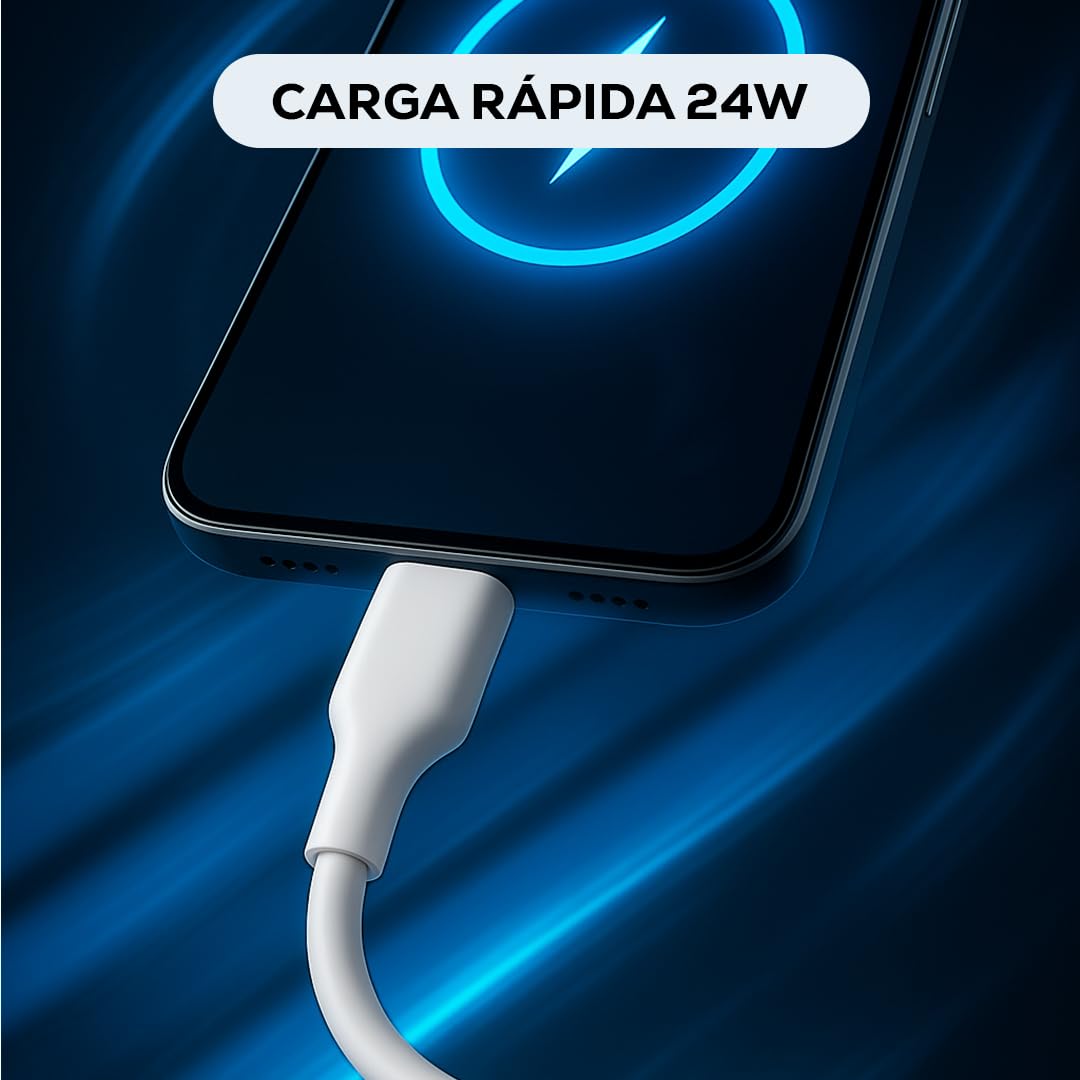 Cable USB Tipo A a C MUBITECH Blanco y Negro Carga Rápida Compatible Tipo C