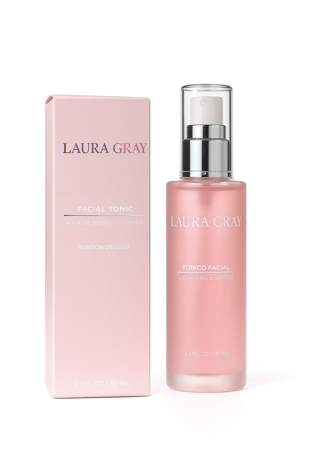 LAURA GRAY Tónico Facial con Agua de Rosas y Vitamina C, Edición de Lujo, 80 ml