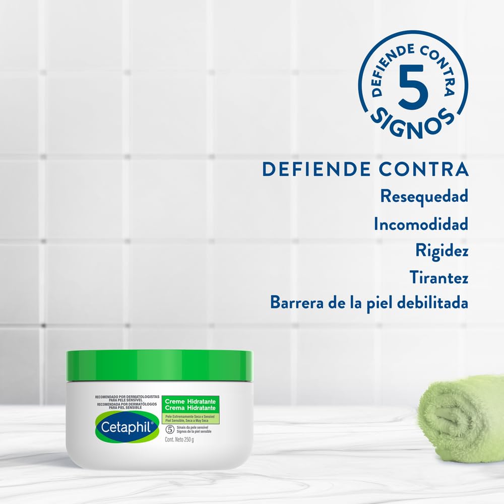 CETAPHIL Crema Hidratante 1 pz 250 g Restablece la Barrera Natural de la Piel en 1 Semana Recomendada por Dermatólogos para Piel Sensible