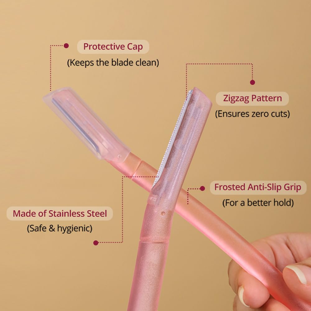 Carmesi Maquinilla de afeitar facial para mujer, depilación instantánea e indolora, piel brillante, cejas, labio superior, frente, pelusa de melocotón, barbilla, patillas | Paquete de 3