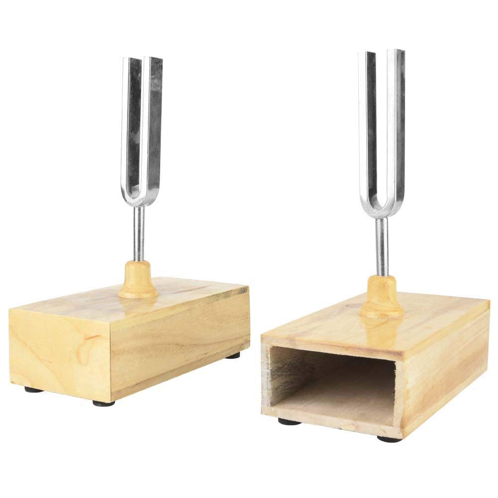 Diapasón, diapasón de viruta 440HZ con caja de resonador de madera y aldaba para diversos experimentos, como el sonido de la ocurrencia