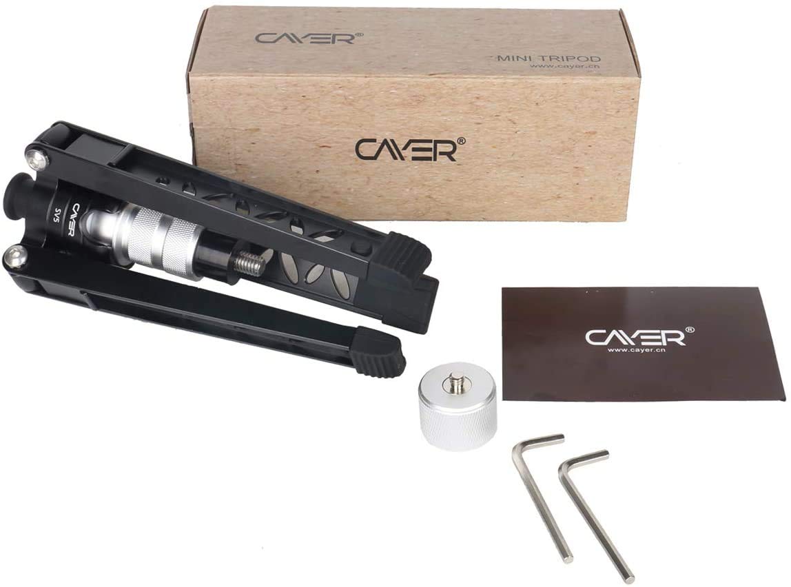 Cayer Mini trípode Profesional con Placa de liberación rápida de 3/8 y 1/4 Pulgadas, trípode de Escritorio para cámara DSLR, videocámara, teléfono móvil y cámaras de acción