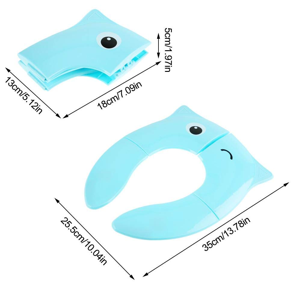 FTVOGUE Asiento de inodoro Niños, asiento de inodoro portátil de viaje plegable con 4 alfombrillas antideslizantes, diseño de búho (03)