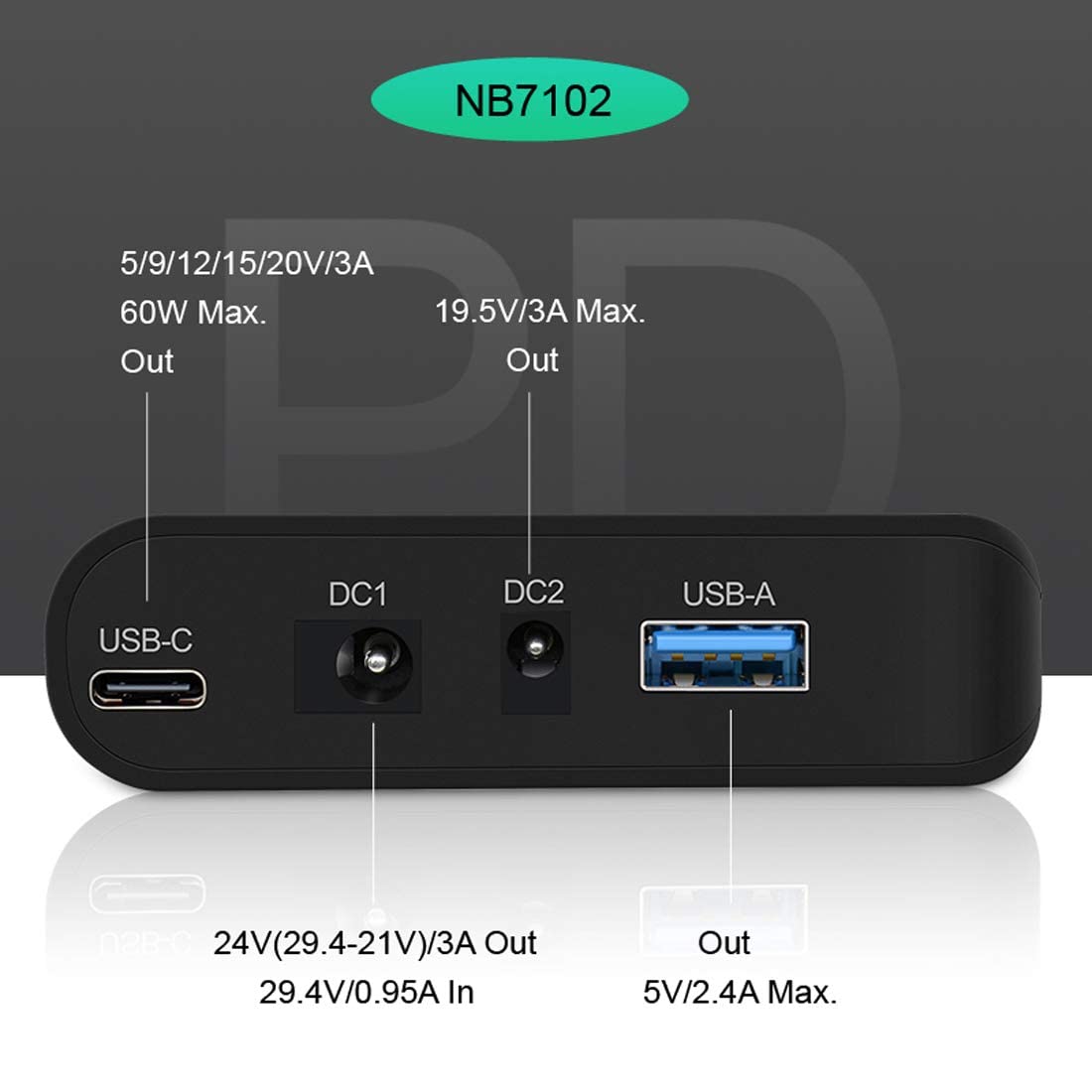 Batería Recargable Talentcell 17500 mAh USB-C portátil Lithio-Ion para Portátil y Smartphone