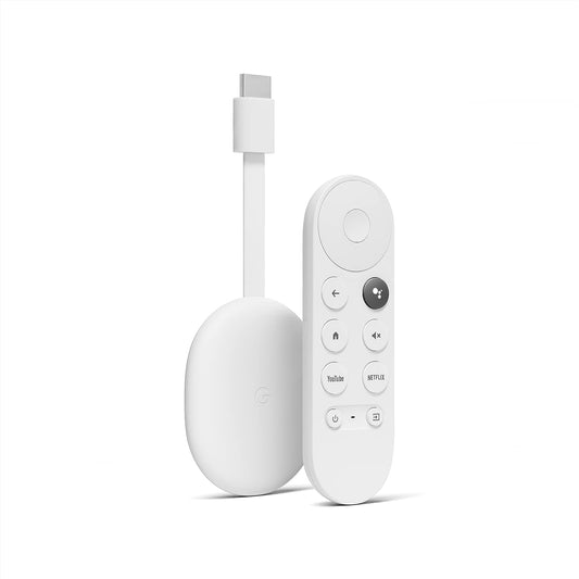 Google Chromecast TV (HD) - Transmisión de Entretenimiento en tu televisor con búsqueda de Voz, Ver películas, programas y televisión en Vivo en 1080p HD - Nieve