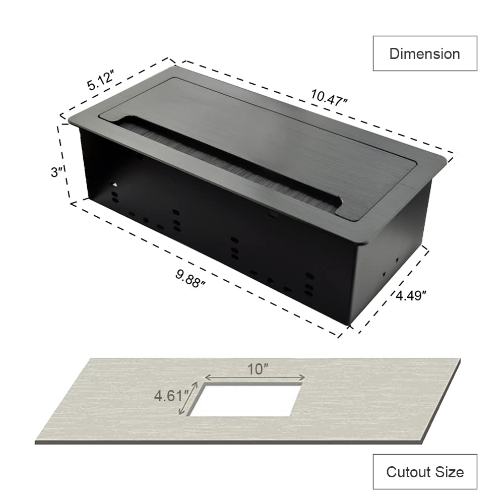 Caja de conectividad con 4 alimentación de CA +2 HDMI+2 audio +2 LAN+1 cargador USB-A +1 cargador USB-C +1 datos USB3.0 con cable de alimentación de 5 pies para sala de conferencias (negro)