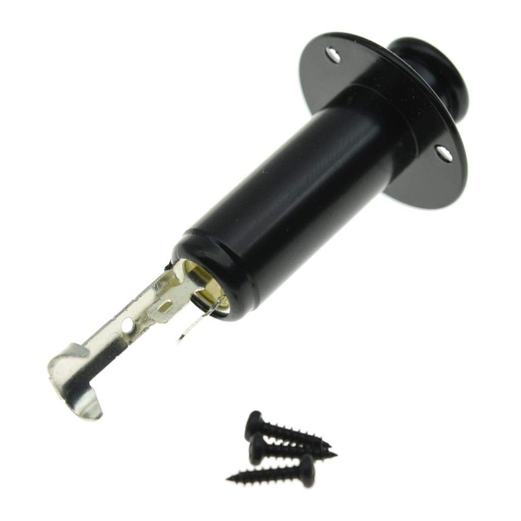 KAISH 6,35 mm Guitarra Eléctrica Acústica Bajo overol Endpin Salida Jack Jack Jack Jack Enchufe chapado en cromo/Negro/Dorado, Negro