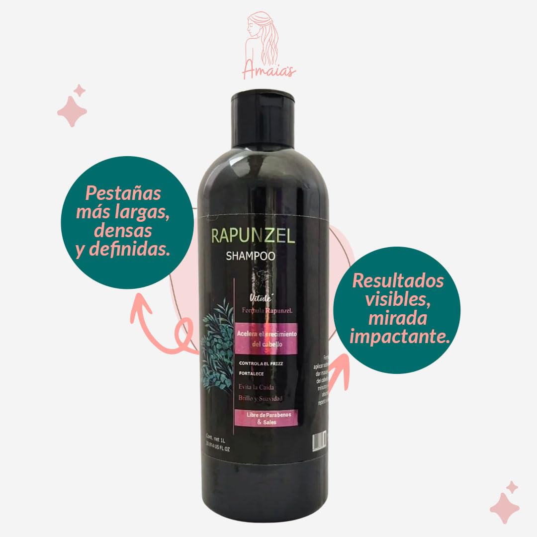 Kit Crecimiento Capilar Amaia's Rojo con Shampoo Rapunzel, Minoxidil 5% y Sérum de Argán y Macadamia