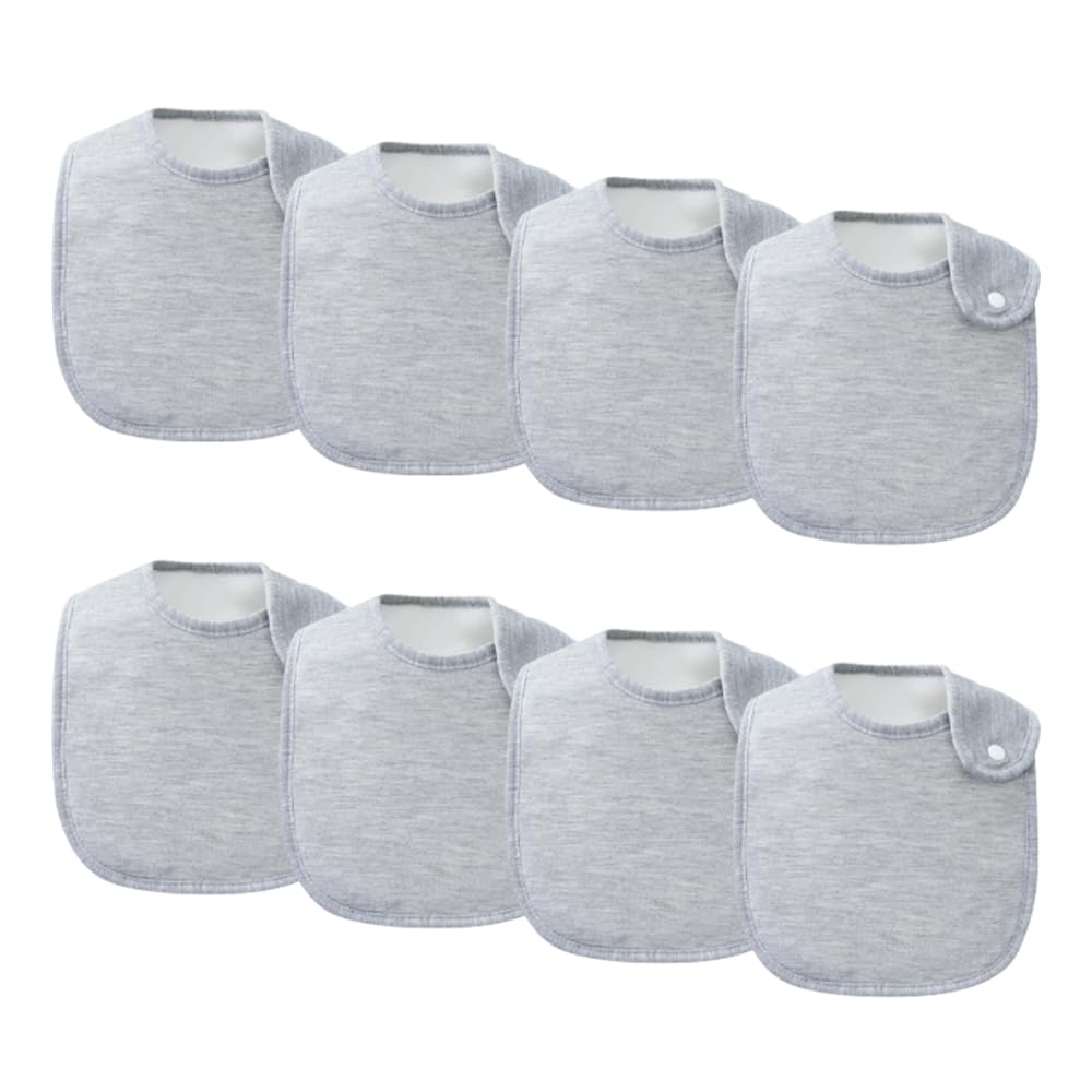 lazyrhino 8 unidades de baberos para bebé unisex ajustables con broches, baberos ultra suaves absorbentes para dentición, para babeo de niños y niñas (gris)