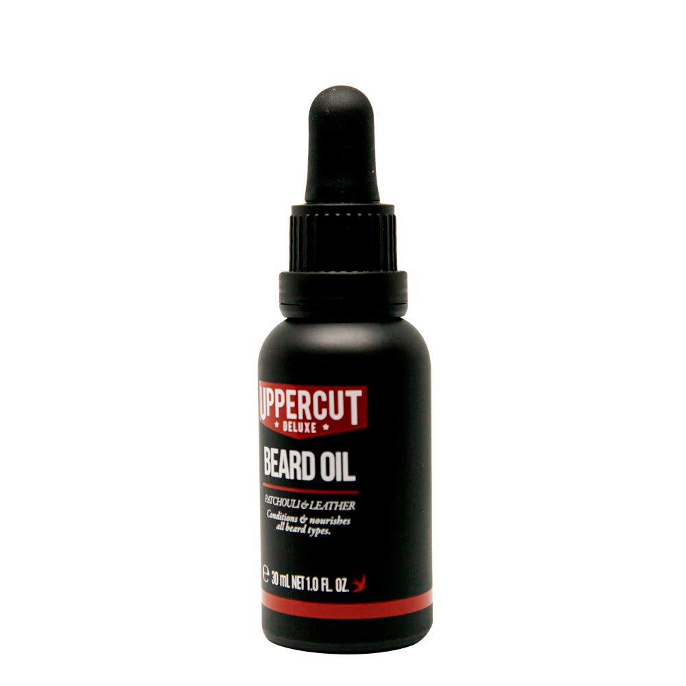 Uppercut Deluxe aceite acondicionador para barba, pachulí y aroma de piel, 1 onzas líquidas