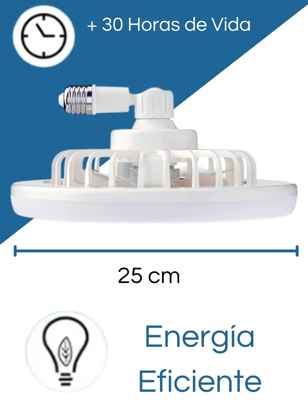 Lámpara Techo Foco Ventilador 30W Blanco 3 Tonos Control Remoto 3 Velocidades Carcasa Transparente Dosyu