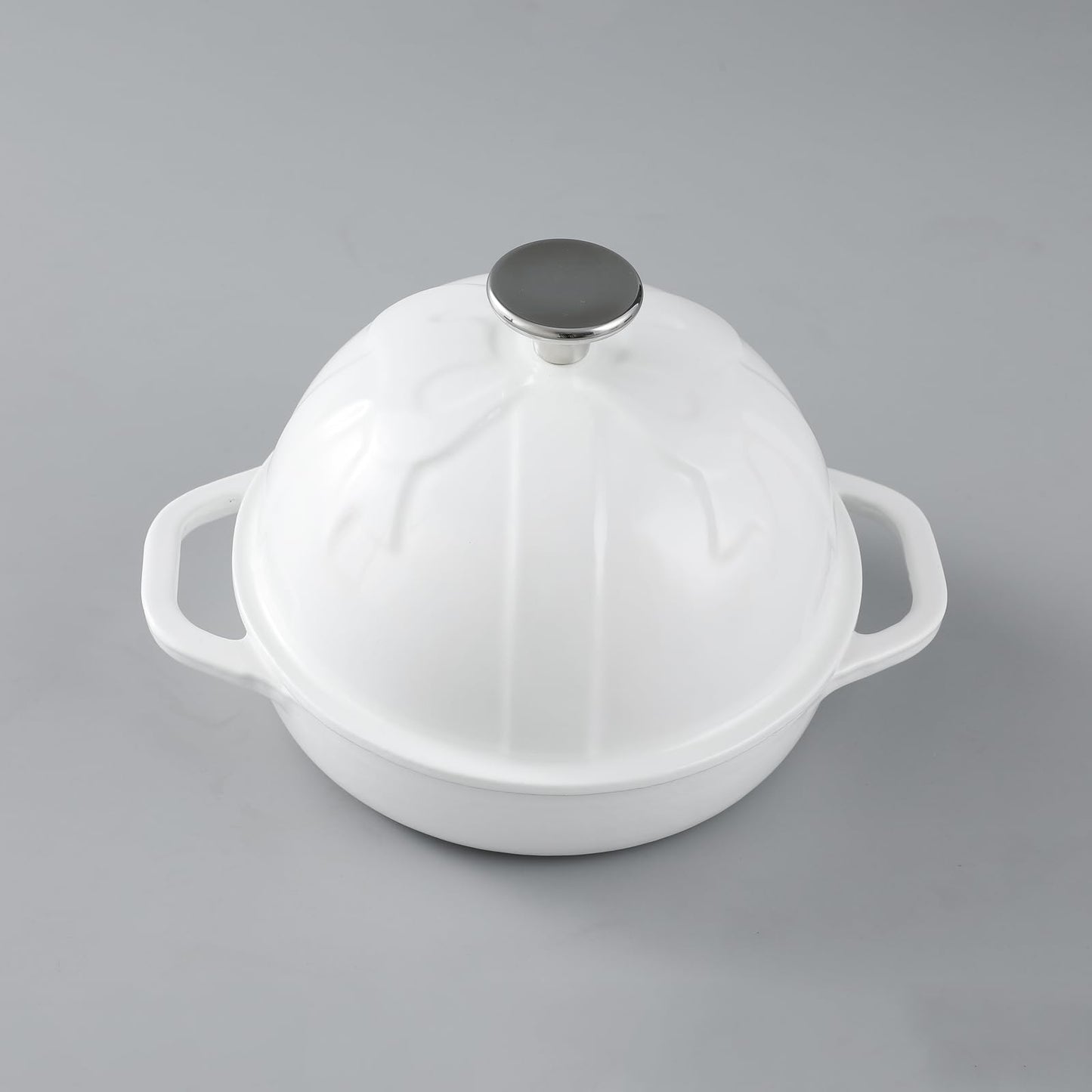 HAWOK - Cloche de pan de hierro fundido, diámetro 6.3 pulgadas/16 cm, 0.57 cuartos de galón, molde para hornear de masa madre esmaltado blanco