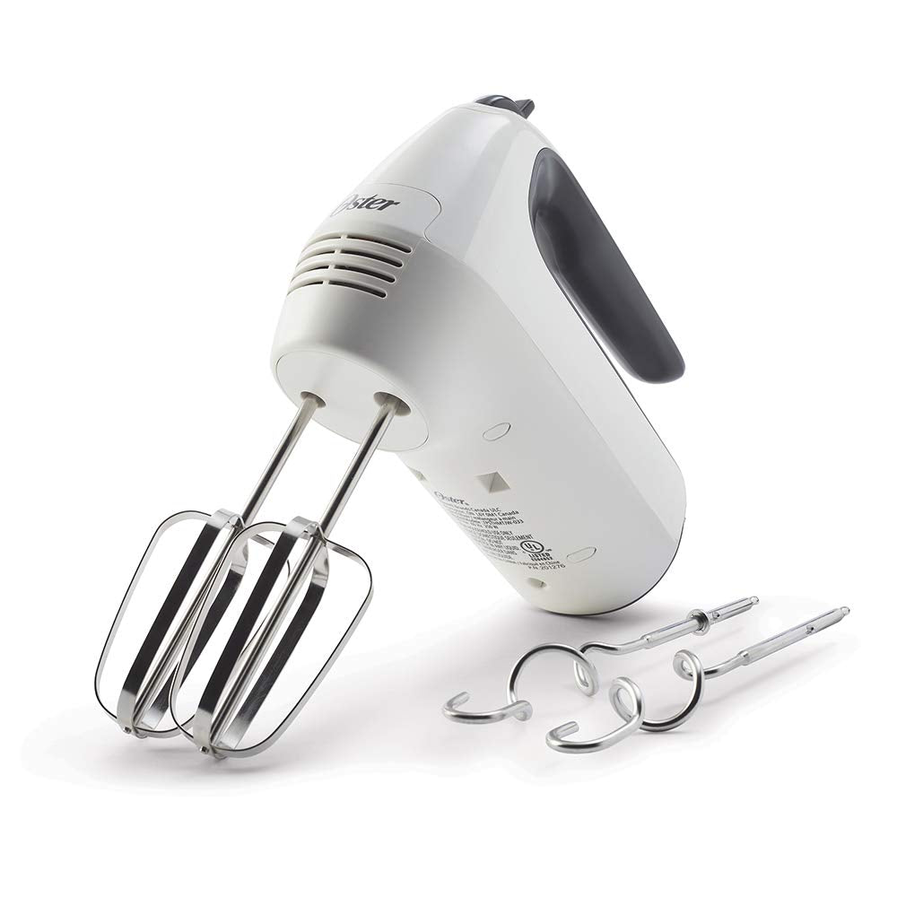 Batidora de Mano Oster blanca mango ergonómico 6 velocidades