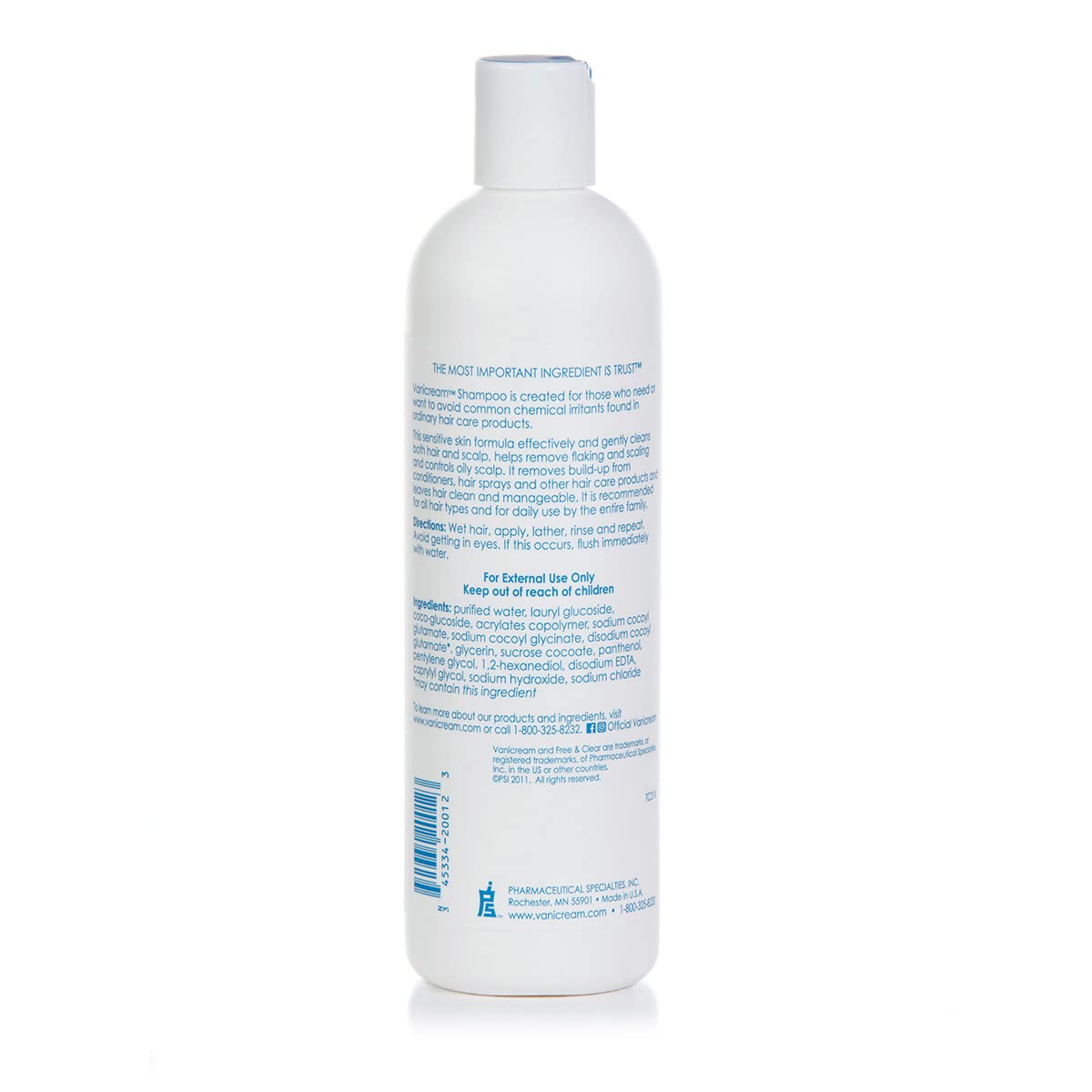 Pharmaceutical Specialties Free & Clear Shampoo for Sensitive Skin, 12 Ounce