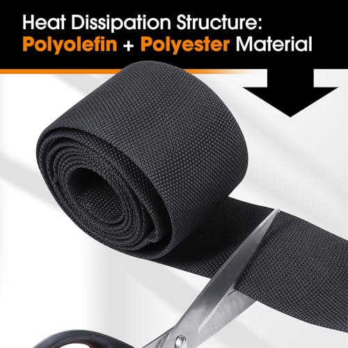 SUNNAREPOON Funda protectora de cuerda termorretráctil para evitar el sobrecalentamiento y deslizamiento, funda protectora para cable de motor de arrastre (2-5/8 pulgadas - 22 pies)