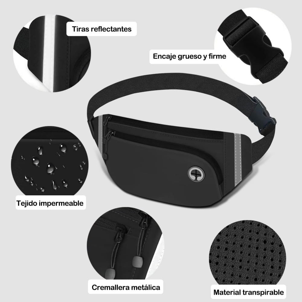 EDECOR Cangurera Deportiva, Bolsa Deportiva con Cinturón de Hombres y Mujeres, Reflectante Bolsa de Cintura para Correr, para Correr Ciclismo Gimnasio