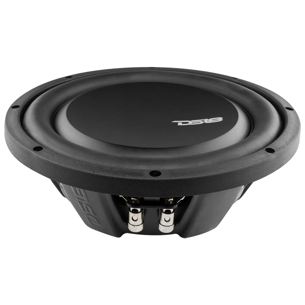 DS18 PSW10.4D - Subwoofer de montaje poco profundo de 10 pulgadas, 1000 vatios, potencia máxima de 500 vatios, bobina de voz dual RMS 4+4 ohms, resistente al agua, el mejor sub para espacios reducidos en coches y camiones - 1 altavoz