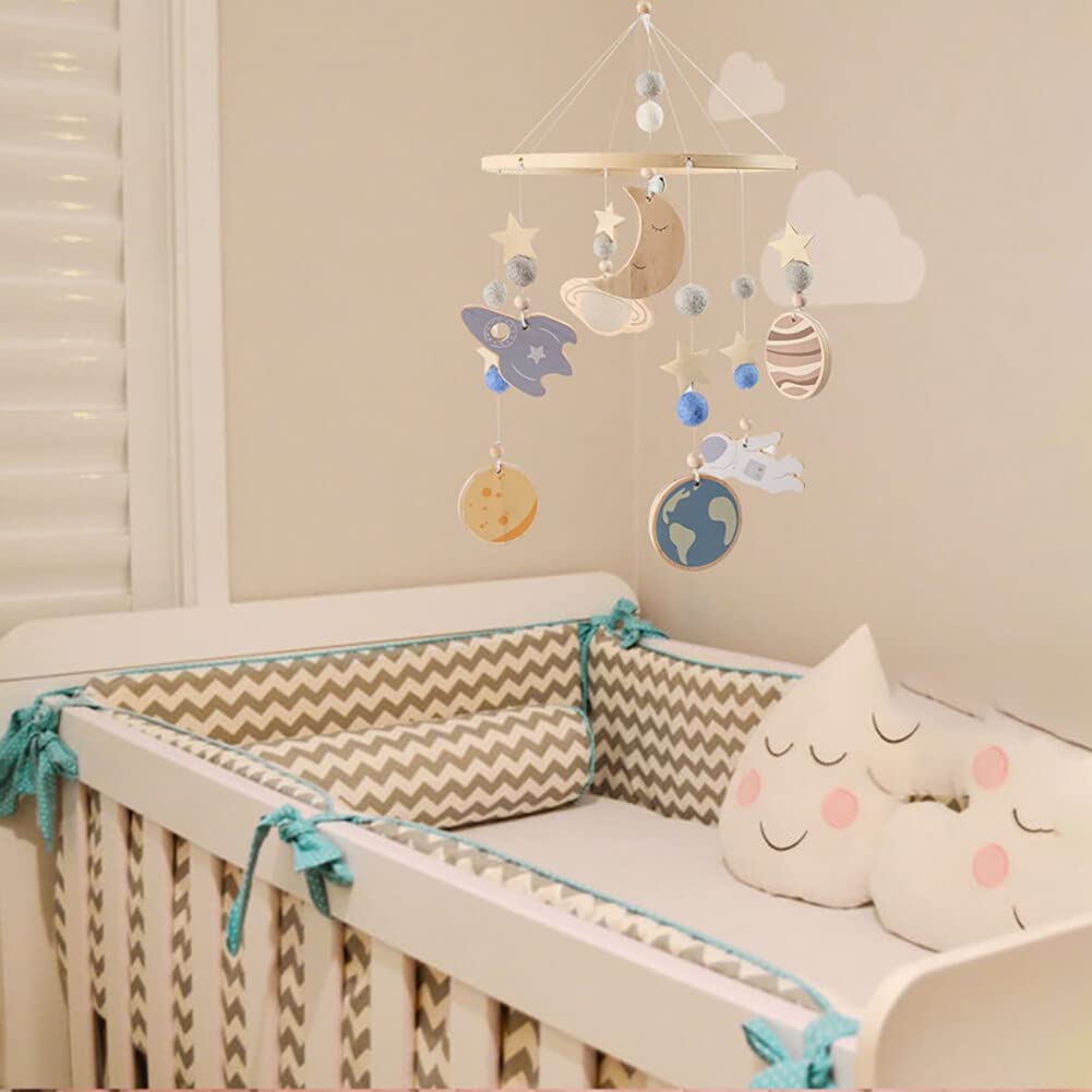 Lindo móvil para cuna con brazo móvil para cuna de bebé, soporte móvil para cuna de bebé, soporte móvil para cuna – Móvil neutro de género para decoración de guardería, accesorio móvil para cuna de bebé para decoración de guardería