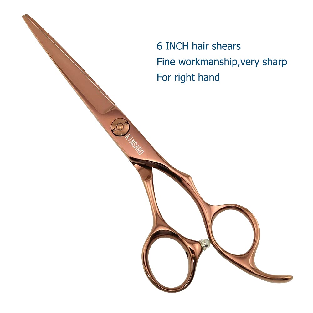 KINSARO - Tijeras profesionales de corte de pelo de 6 pulgadas - Tijeras de peluquero de borde convexo 440C