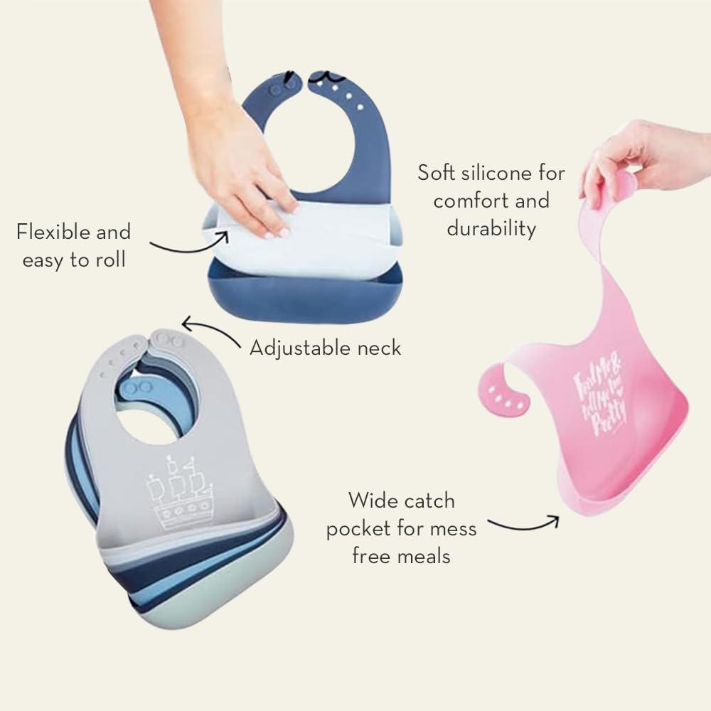 Babero para comer de Bella Tunno, babero impermeable de silicona con gran colector de comida, ajuste ajustable para bebés de 4-12 meses y niños pequeños de 1-3 años, para niños y niñas, debería haber