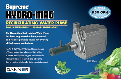 Danner Manufacturing, Inc., Supreme 950 GPH Hydro-Mag, bomba de agua y aire de recirculación con Venturi, 40129