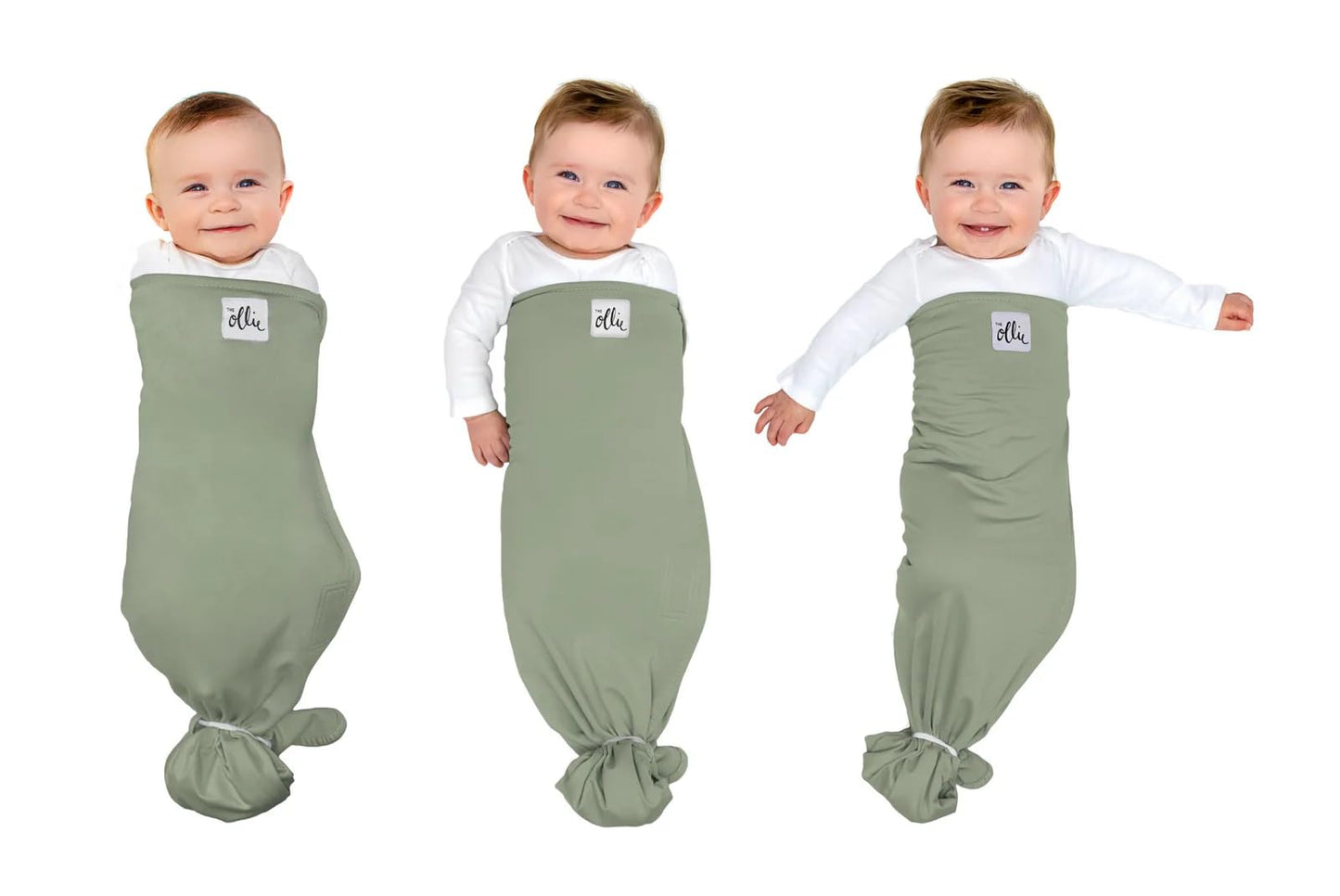 The Ollie Swaddle - Swaddle para dormir para bebés, tela transpirable que absorbe la humedad para evitar el sobrecalentamiento, ajuste ajustable (oliva, talla única)