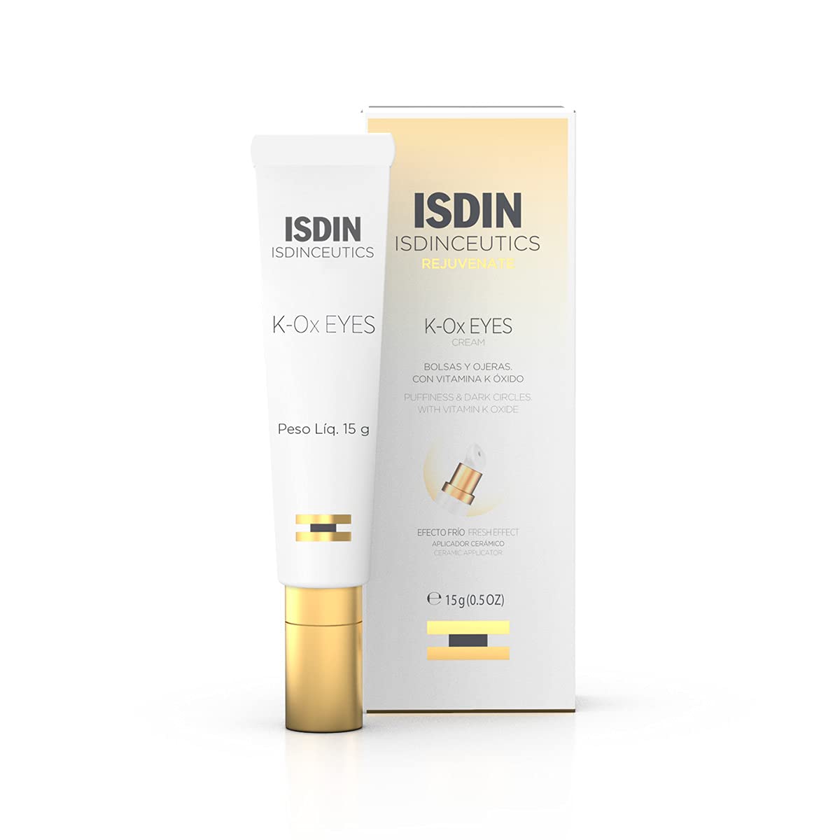 Isdinceutics Contorno de ojos K-Ox Eyes 15Ml + Fotoprotector Fusion Water SPF 50, Protector Solar Facial de fase acuosa para uso diario, Textura ultra ligera, 50 ml