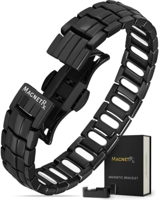MagnetRX - Pulseras magnéticas para hombre - EllipseMAX 5X Fuerza 5.000 imanes Gauss - Diseñado en Estados Unidos y pendiente de patente - Pulsera magnética de titanio premium para hombre y longitud