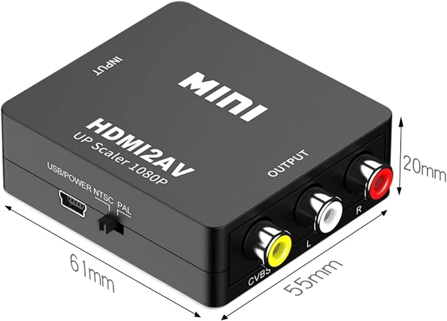 SZJUNXIAO Adaptador HDMI a RCA, HDMI a RCA Convertidor, 1080p HDMI a AV 3RCA CVBs Video Compuesto Adaptador de Audio paraTV/DVD/PC/Blue-Ray DVD/PS3/VHS/VCR