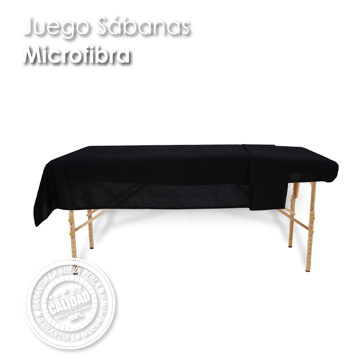 La Nueva Perla Juego Sabana Camilla Masaje Spa Exploracion Microfibra Color (Negro, 1 Juego (2 Piezas))
