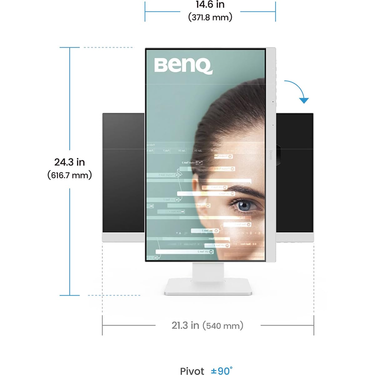 BenQ GW2486TC Monitor de concentrador USB de oficina de 24 pulgadas 1080p | Modo de codificación | IPS | Tecnología de cuidado ocular | Brillo adaptativo | Altura ajustable | Monitor blanco |