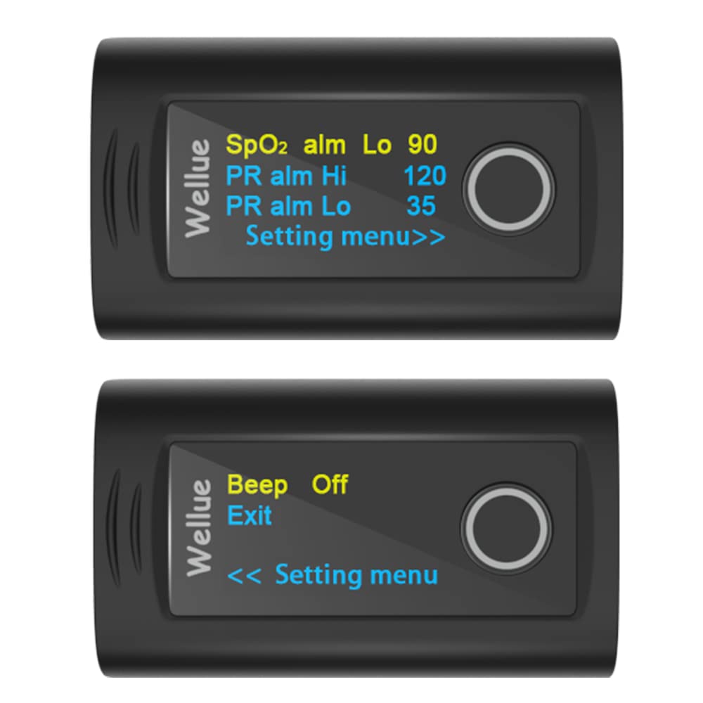 Monitor de Saturación de Oxígeno Wellue Bluetooth Negro con Alarma y Accesorios para Bienestar