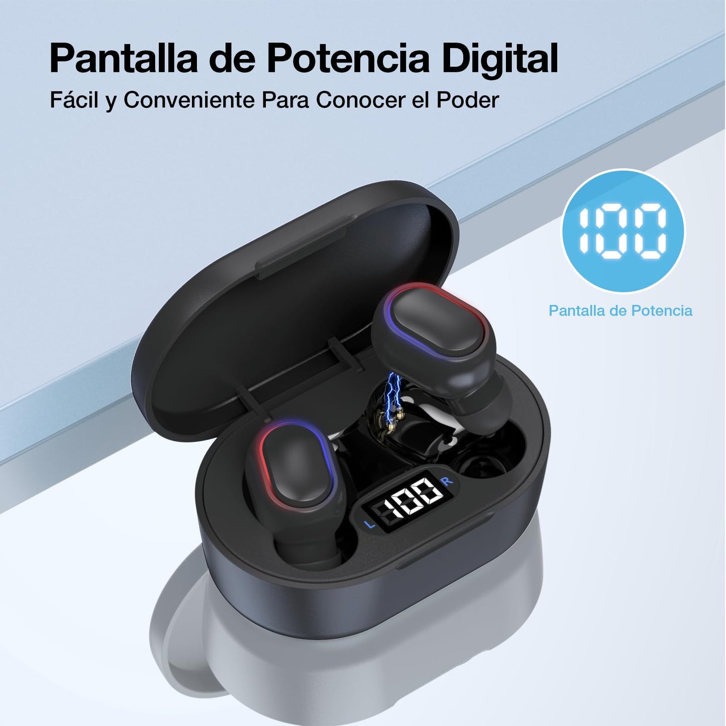Audífonos Inalámbricos 1 Hora Negro con Pantalla Digital para Correr y Escuchar Música