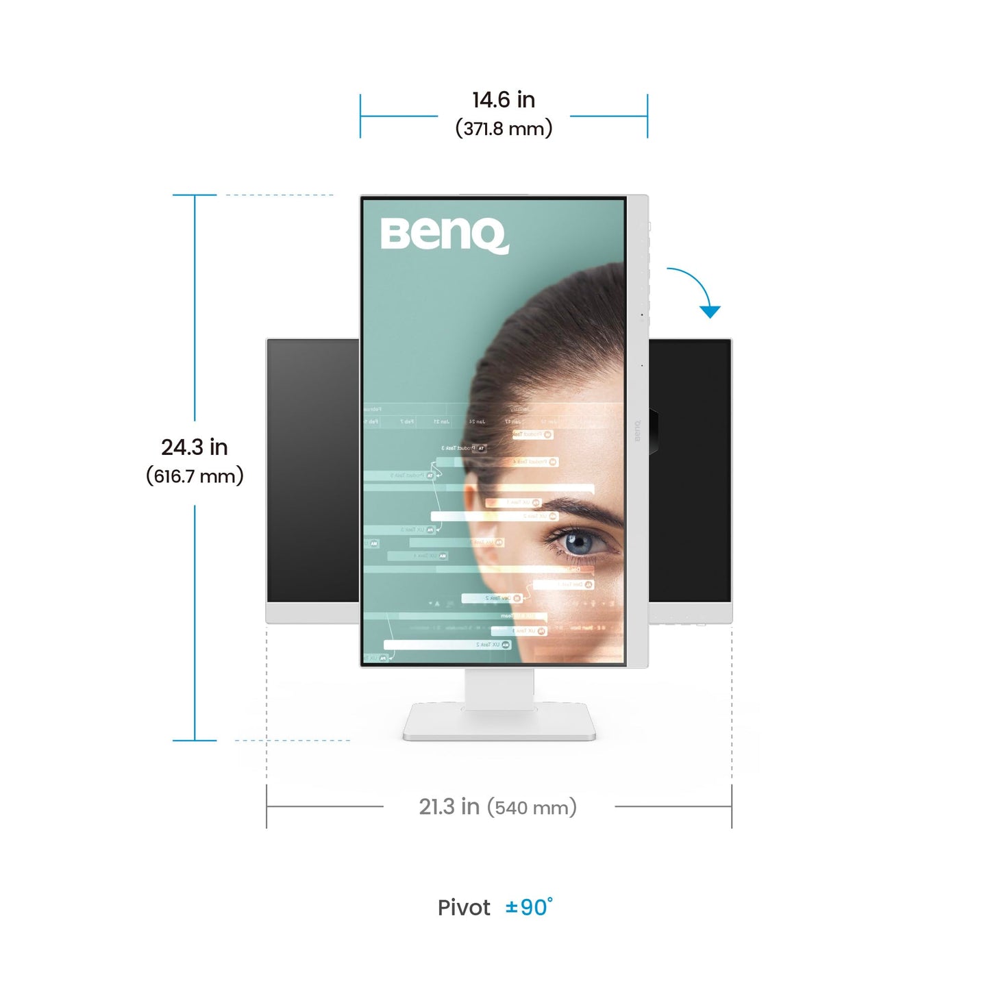 Monitor BenQ 23.8 Pulgadas USB-C FHD IPS 100Hz Ergonómico Ajustable con Cuidado de la Vista