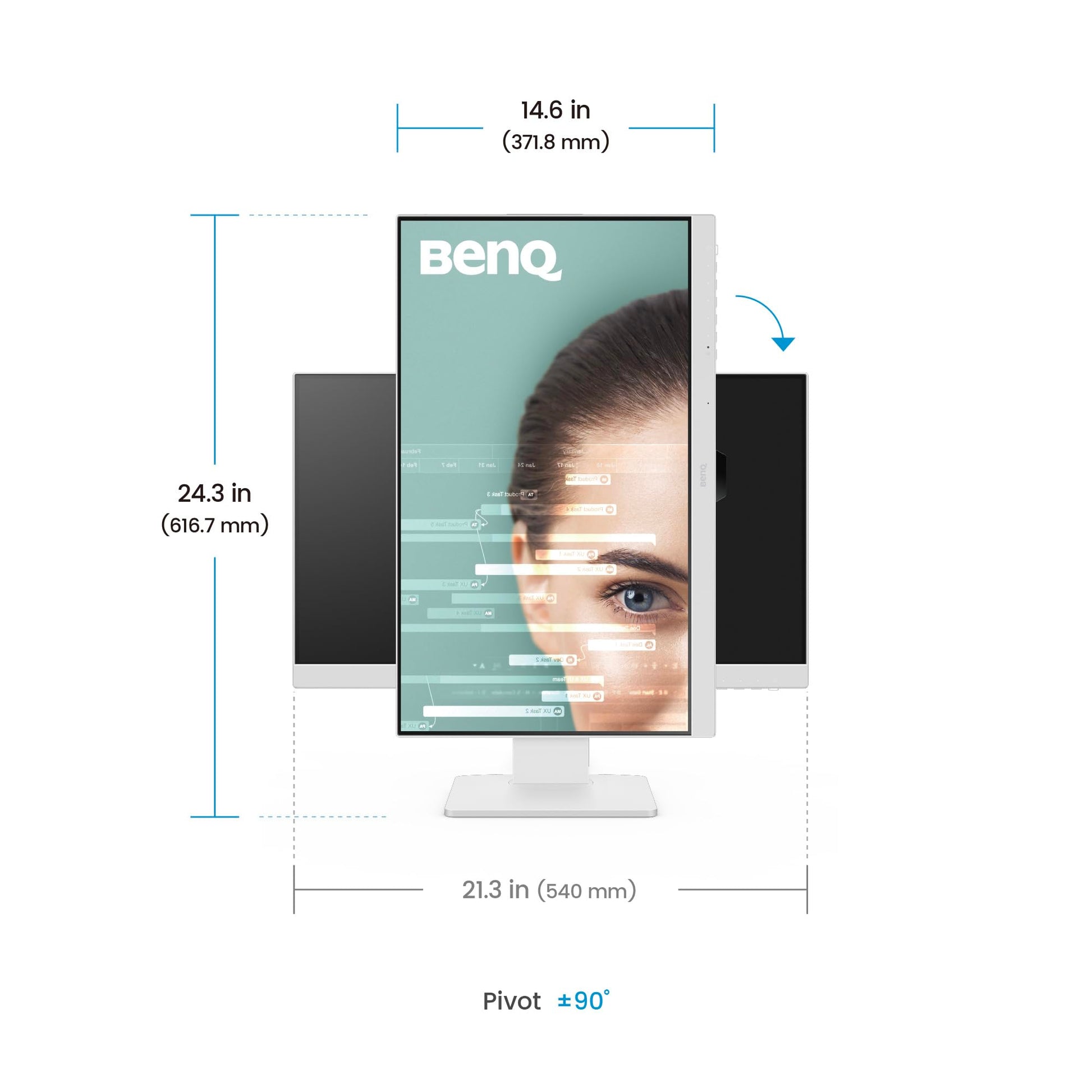 Monitor BenQ 23.8 Pulgadas USB-C FHD IPS 100Hz Ergonómico Ajustable con Cuidado de la Vista